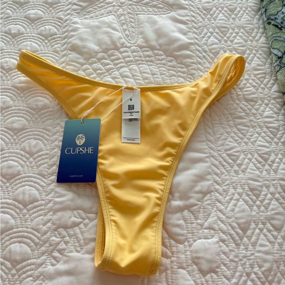 Cupshe Sunny Yellow Bikini Bottom - Minimal High-Cut Style